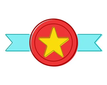 Blue wings red shield emblem golden star badge medal graphic award icon. cy.. Stock Illustration