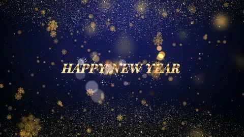 Blue Winter Background and Gold Text Happy New Year. Stock Footage 98050159