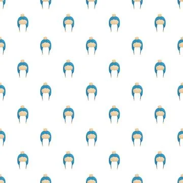 Blue winter earflap hat seamless pattern illustration イラスト素材