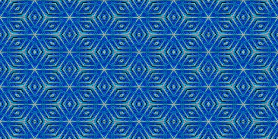 Blue Winter Geometric Pattern Background. 3D illustration. Symmetry Art Shape Illustrazione stock