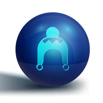 Blue Winter hat icon isolated on white background. Blue circle button. Vector Stock Illustration
