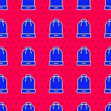 Blue Winter hat icon isolated seamless pattern on red background. Vector イラスト素材
