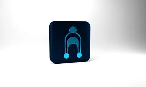 Blue Winter hat icon isolated on grey background. Blue square button. 3d Stock Illustration