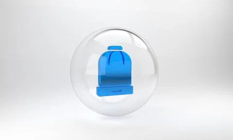 Blue Winter hat icon isolated on grey background. Glass circle button. 3D ren Stock Illustration