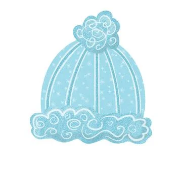 Blue winter hat isolated on white background Stock Illustration