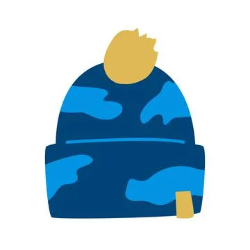 Blue winter hat with pom-pom. Sportswear and accessories for winter, autumn a Stock Illustration