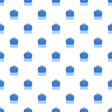Blue winter hat repeating seamless pattern Illustrazione stock