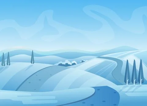 Blue winter landscape vector illustration Stock-Illustration
