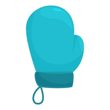 Blue winter mitten hanging on string with knot Stock Illustration
