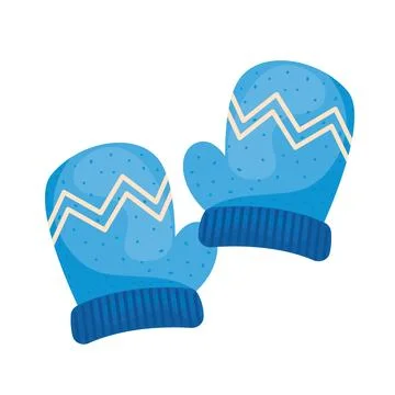 Blue winter mittens pair. Vector Stock Illustration
