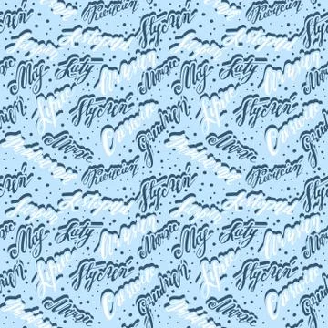 Blue winter seamless pattern consists of twelve names months lettering text l Stock Illustration