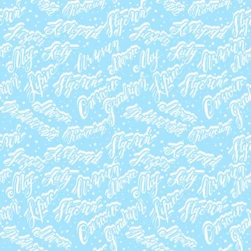 Blue winter seamless pattern consists of twelve names months lettering text l Stock Illustration