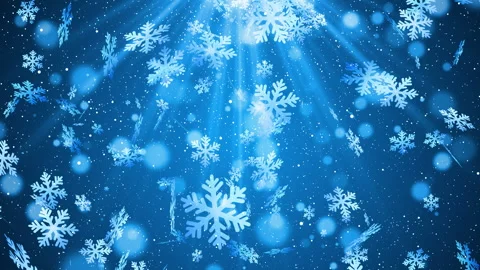 Blue Winter Snowfall Background with Snowflakes and Light Rays Stock Footage 324289470