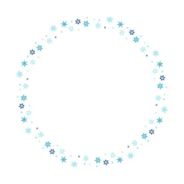 Blue Winter Snowflake Circle Frame Border Stock Illustration