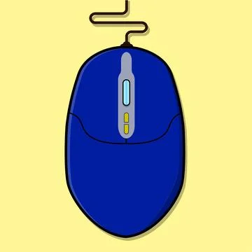 Blue wired mouse isolated on yellow background Stock-Illustration