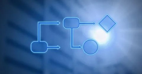 Blue wireframe with building background Ilustración de archivo