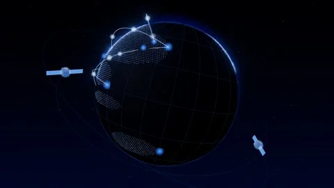 Blue wireframe digital earth with latitude longitude grid Stock Footage 339880669