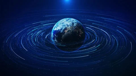Blue wireframe earth globe global network connection, world map digital internet Stock Footage 333964924