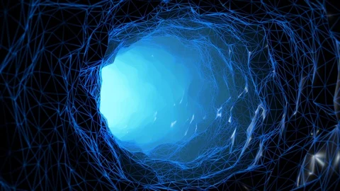 Blue Wireframe Endless Tunnel Stock Footage 100532034