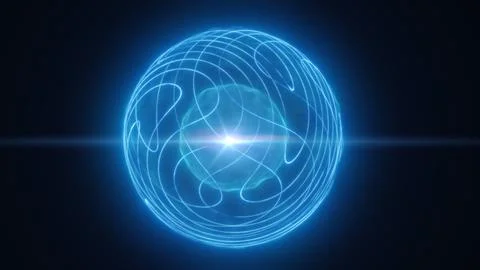 Blue wireframe globe with flowing network lines and bright flare, symbolizi.. Stock Illustration