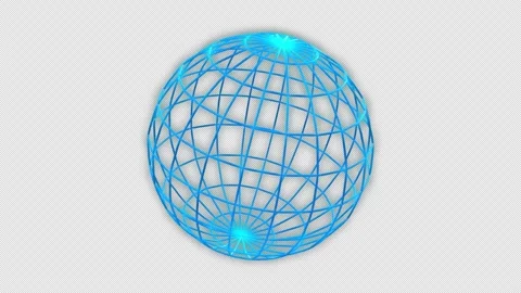 Blue Wireframe Globe. Isolated Blue Sphere Loop 4K. Stock Footage 259011149