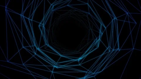 Blue wireframe low poly tunnel loop Stock Footage 95541244