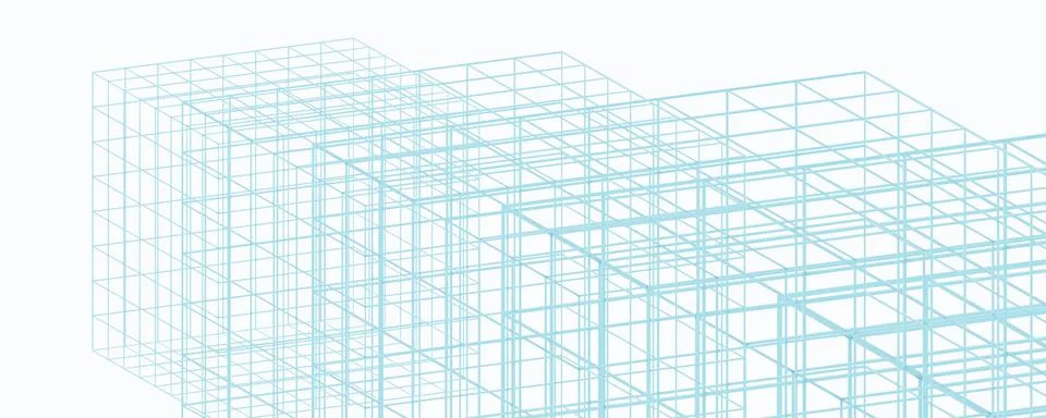 Blue wireframe mesh cubes - square shape, connection, wireframe, network 3d 스톡 일러스트