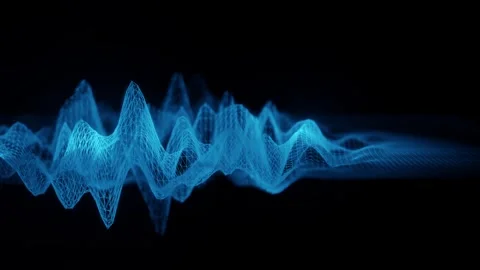 Blue Wireframe Sound Wave Abstract Technology Background 3D Digital Waveform Stock Footage 335642808