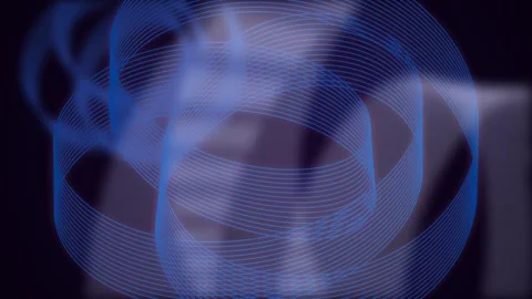 Blue wireframe spirograph lines curve in a seamless loop Stock Footage 342861862