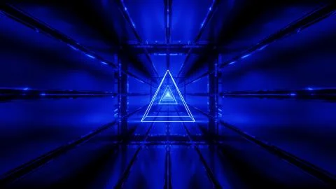 Blue wireframe with tunnel background wallpaper 3d render Stock Illustration