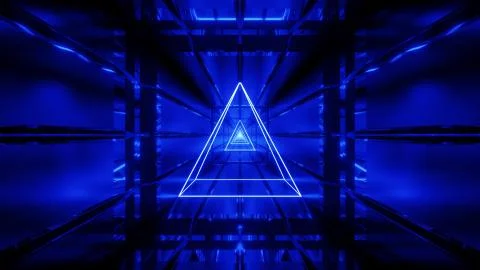 Blue wireframe with tunnel background wallpaper 3d render vjloop 스톡 일러스트
