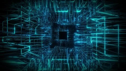 Blue wireframe visual design background 3d rendering Stock Illustration