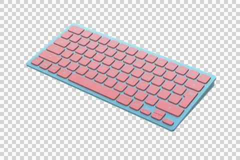 Blue wireless computer keyboard with pink keys Stock Illustration