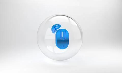 Blue Wireless computer mouse icon isolated on grey background. Optical with w Stock Illustration