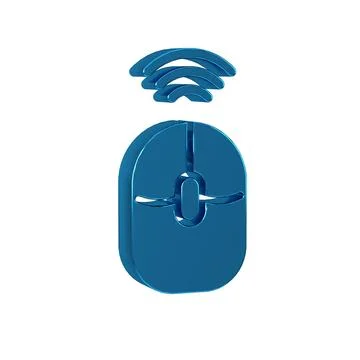 Blue Wireless computer mouse icon isolated on transparent background. Optic.. Stock Illustration