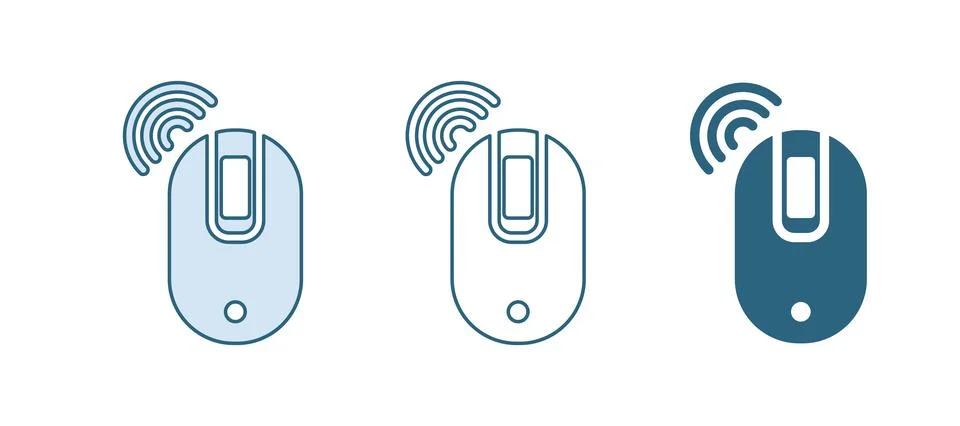 Blue Wireless computer mouse icon isolated on white background. Optical wit.. Stock Illustration