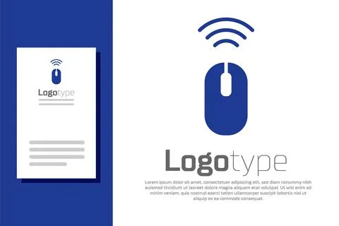 Blue Wireless computer mouse system icon isolated on white background. Internet イラスト素材