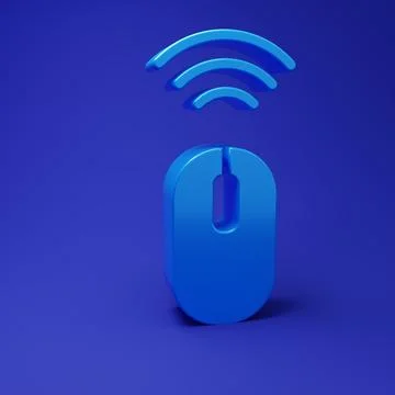 Blue Wireless computer mouse system icon isolated on blue background. Inter.. イラスト素材