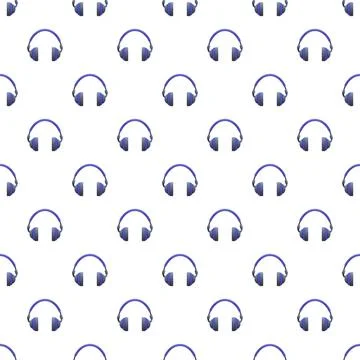 Blue wireless headphones seamless pattern on white background Stockillustratie