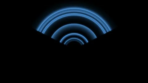 Blue wireless signal icon pulses on black background with glowing futuristi.. Stock Footage 342052048