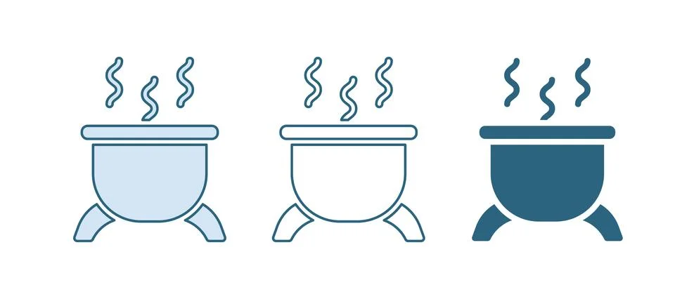 Blue Witch cauldron icon isolated on white background. Happy Halloween part.. Stock Illustration