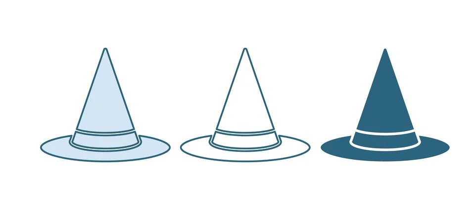 Blue Witch hat icon isolated on white background. Happy Halloween party.  V.. Stock Illustration