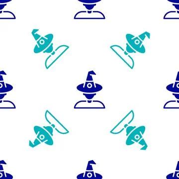 Blue Witch icon isolated seamless pattern on white background. Happy Halloween Illustrazione stock
