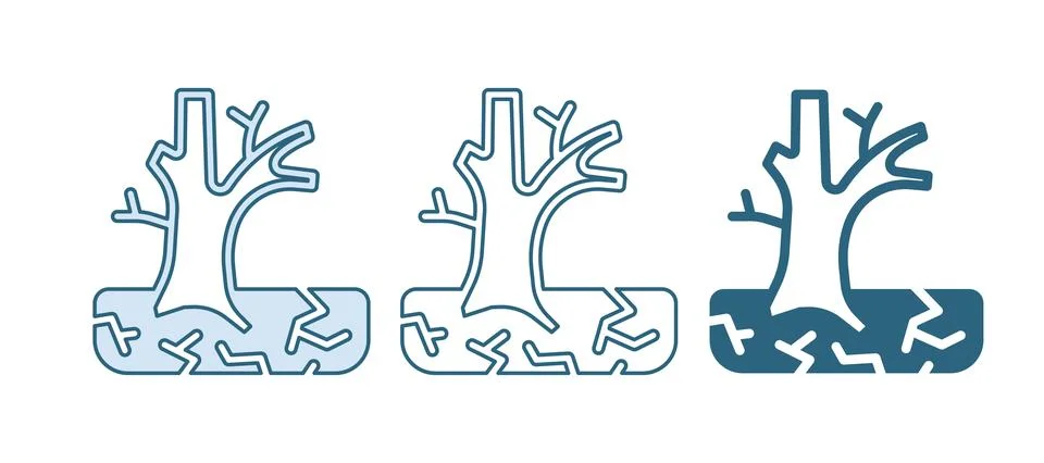 Blue Withered tree icon isolated on white background. Bare tree. Dead tree .. Stock Illustration