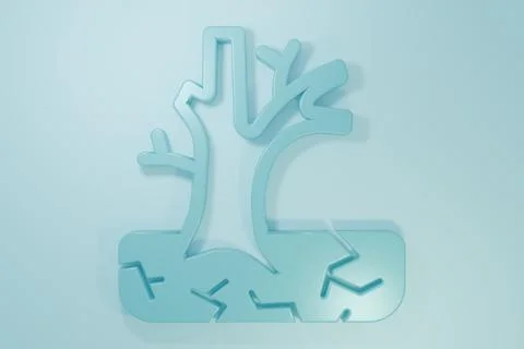 Blue Withered tree icon isolated on blue background. Bare tree. Dead tree s.. Stock Illustration
