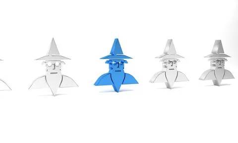 Blue Wizard warlock icon isolated on white background. Minimalism concept. .. Stock Illustration