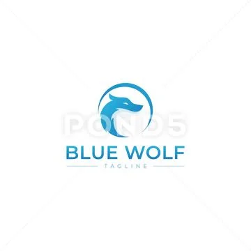 Blue wolf logo Stock Illustration