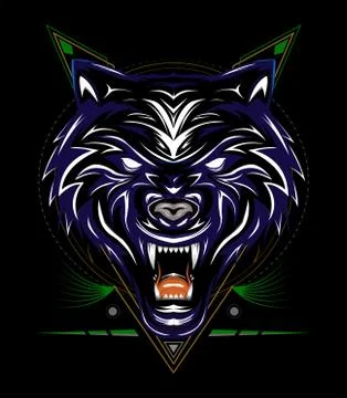 Blue wolf vector, head wolves illustration Stock Illustration