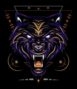 Blue wolf vector, head wolves illustration Stock Illustration