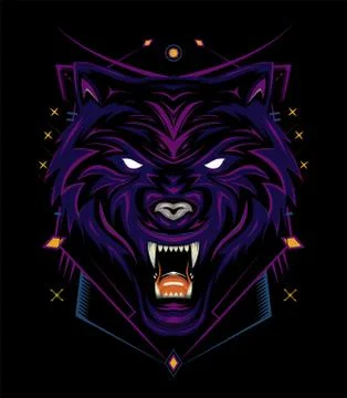 Blue wolf vector, head wolves illustration Stock Illustration